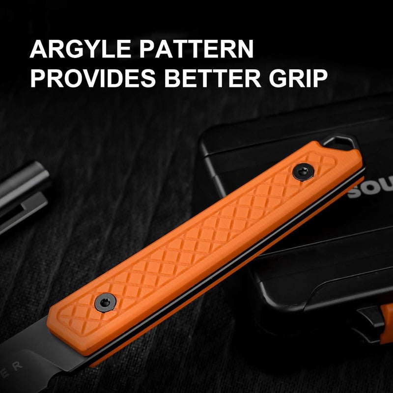 KIZER Kwaiken Fixed Blade Knife, 3.94" D2 Steel Hunting EDC with Orange G10 Handle, Survival Knife with Adjustable Sheath for Hiking Camping Outdoor Knives 1066A2 - Image 4